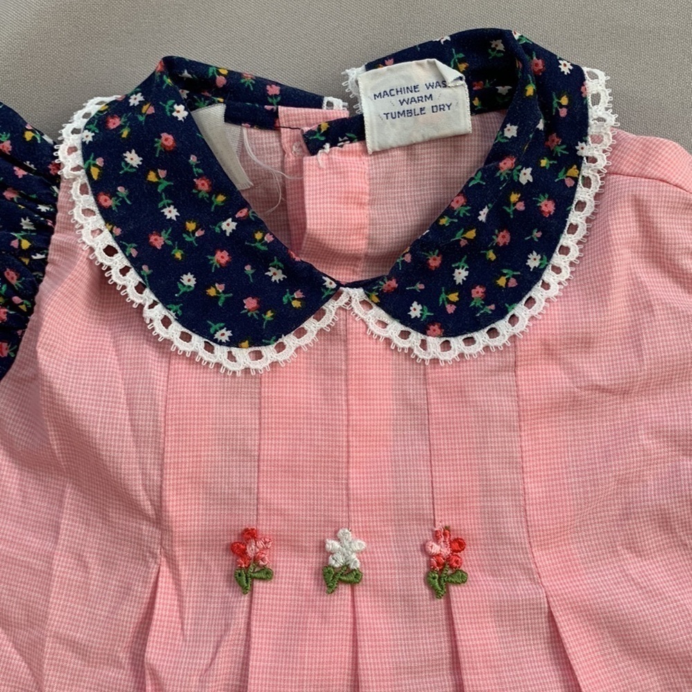Nanas PET Kids Dress in Pink with Navy Floral Sleeves - Picture 2 of 7